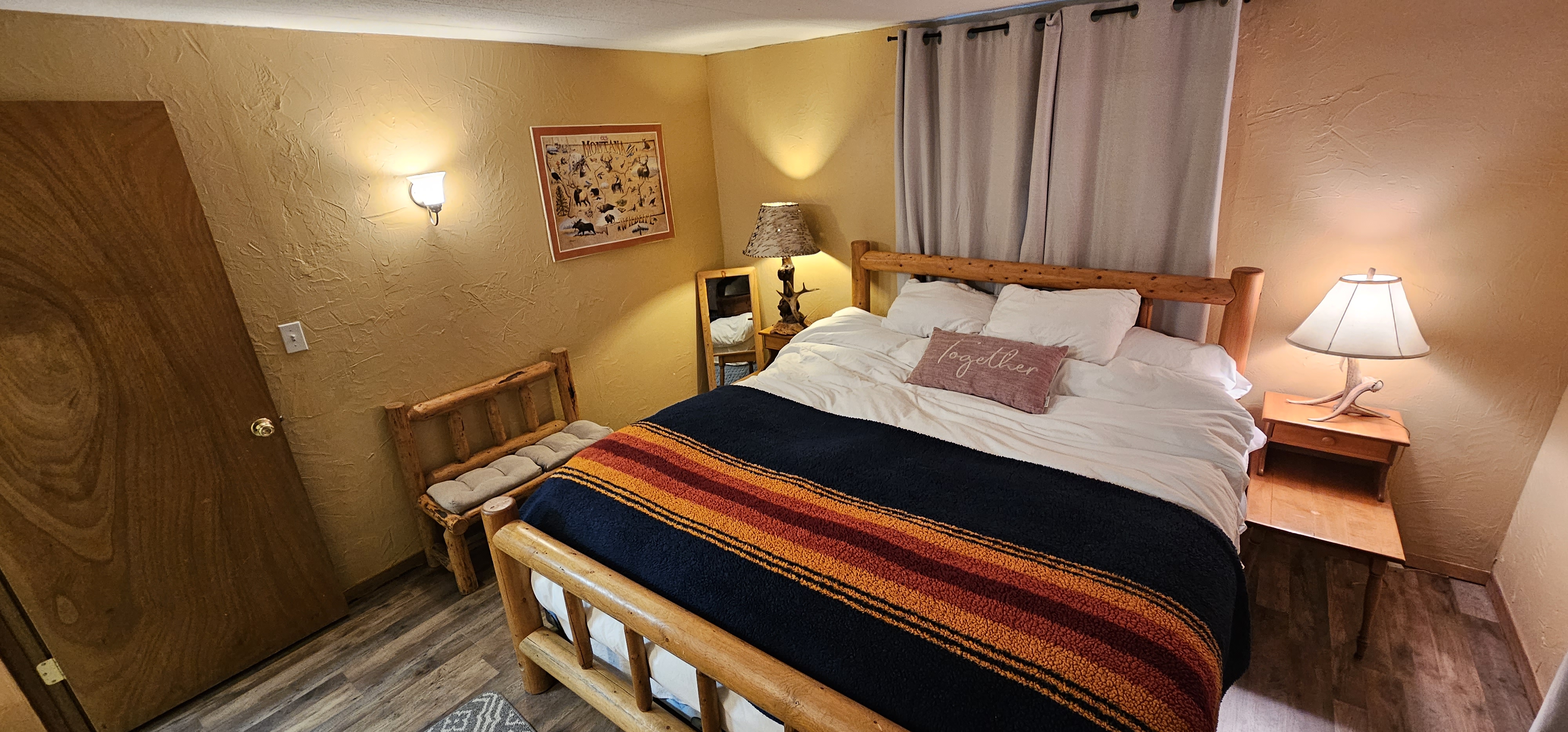 Primary bedroom with king bed